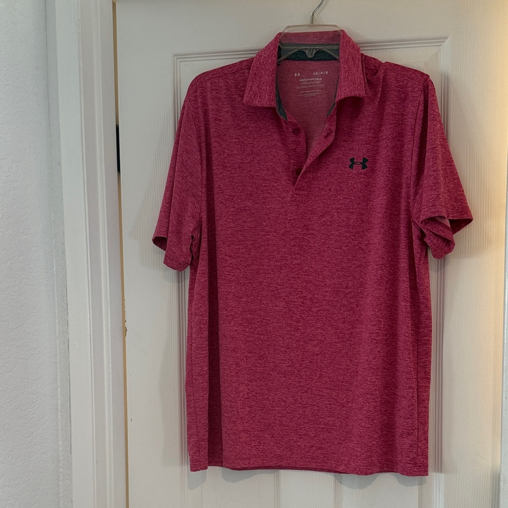 Under Armour Men's Heathered Pink Golf Polo Shirt large